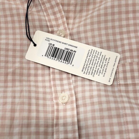 Unsubscribed Boyfriend Shirt Rose Gingham Check Size M – 100% Cotton – NWT $98 - Picture 14 of 14